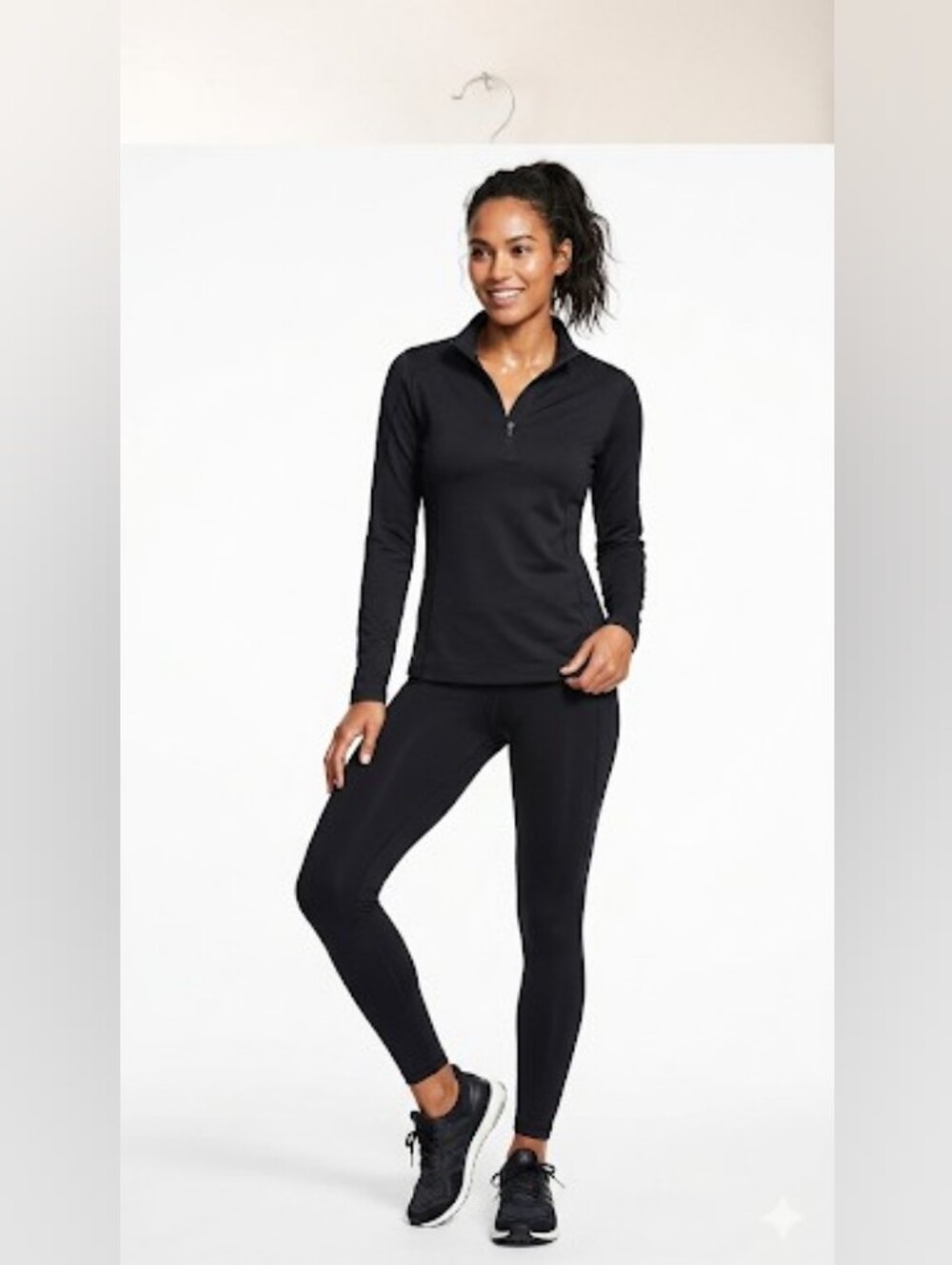 2 PC's Xsmall Black Women's Athletic Quarter-Zip Top and Leggings Set